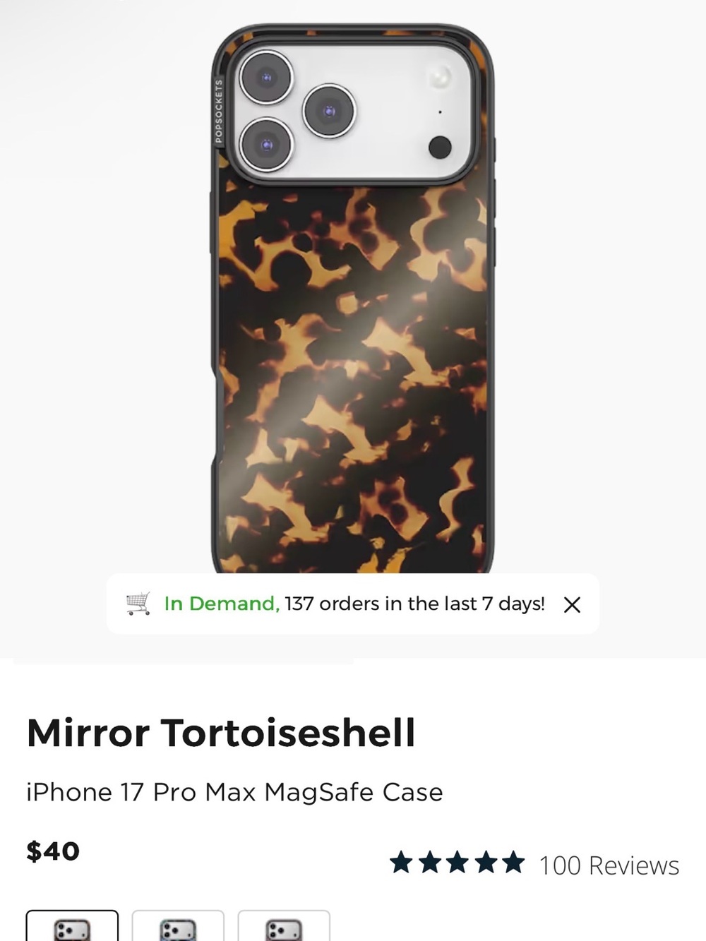 iPhone 17 Pro Max-PopSocket Tortoise Shell Pattern Protective Phone Case - Picture 3 of 3